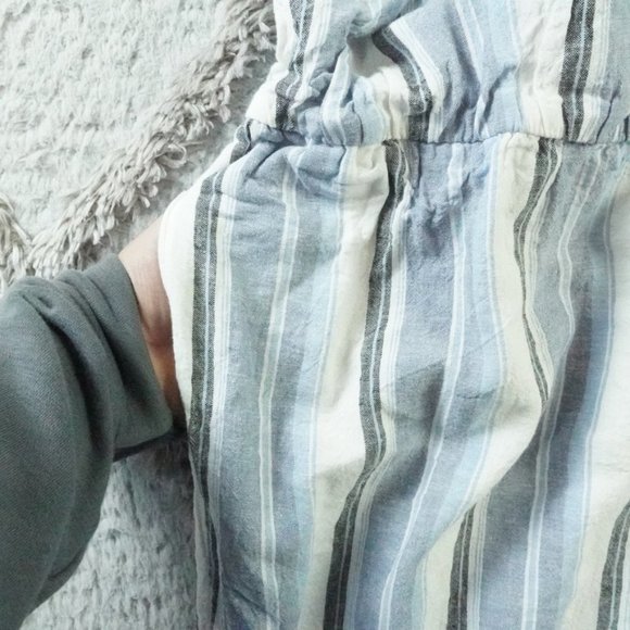 Lane Bryant Cropped Wide Leg Jumpsuit Womens Plus Size 18 Striped Linen Blend - Picture 5 of 14